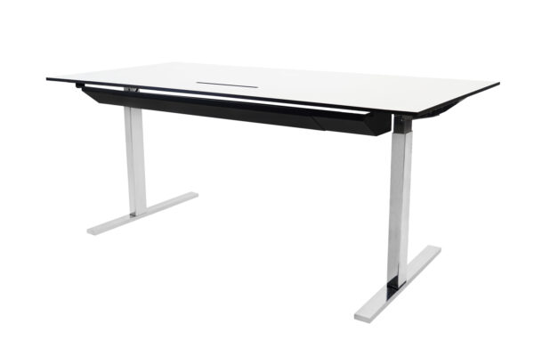 Linak Schreibtisch elektrisch höhenverstellbar 160 x 80 cm Kunstharz / Weiß – Bild 3