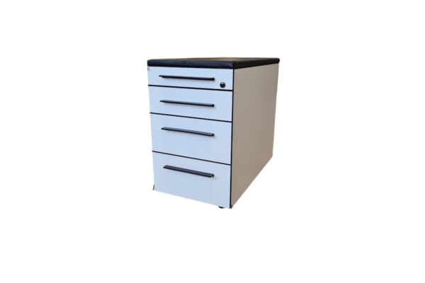 Dobergo Rollcontainer weiß / Lederauflage / schwarz