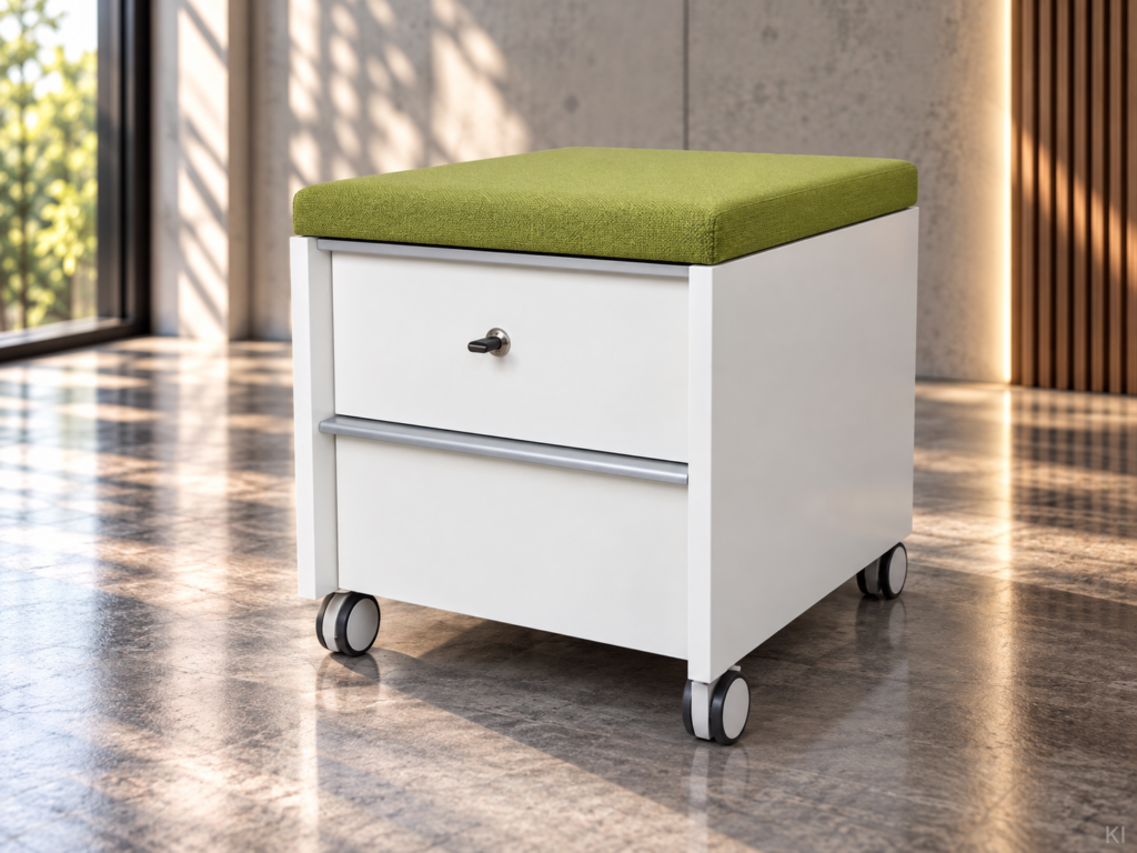Rollcontainer mit Sitzkissen grün / weiß