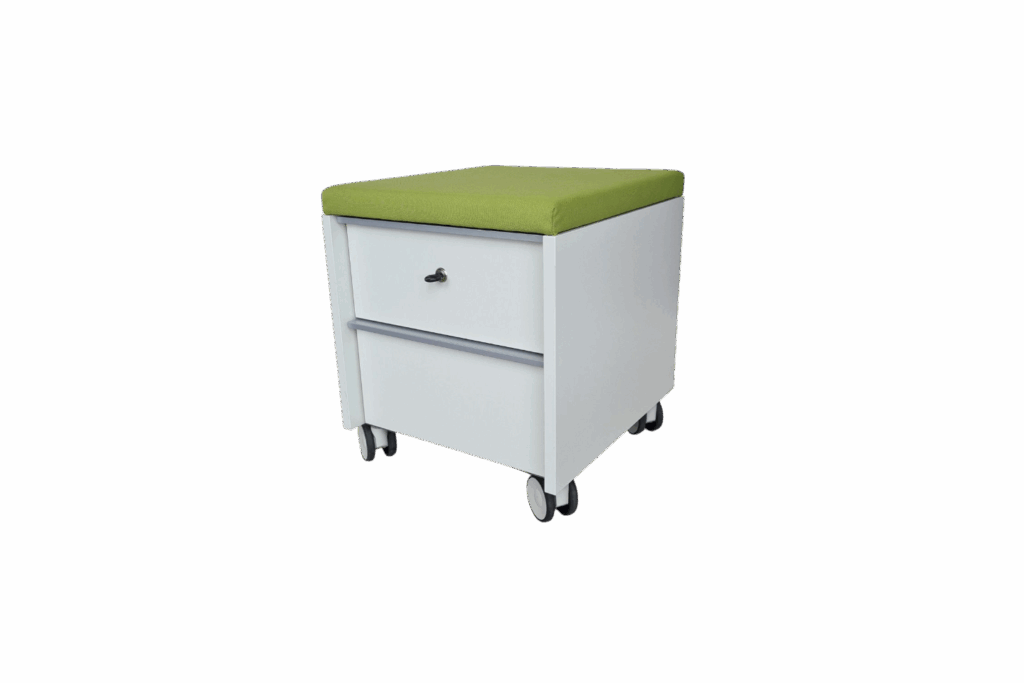 Rollcontainer mit Sitzkissen grün / weiß