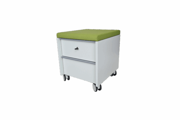 Rollcontainer mit Sitzkissen grün / weiß