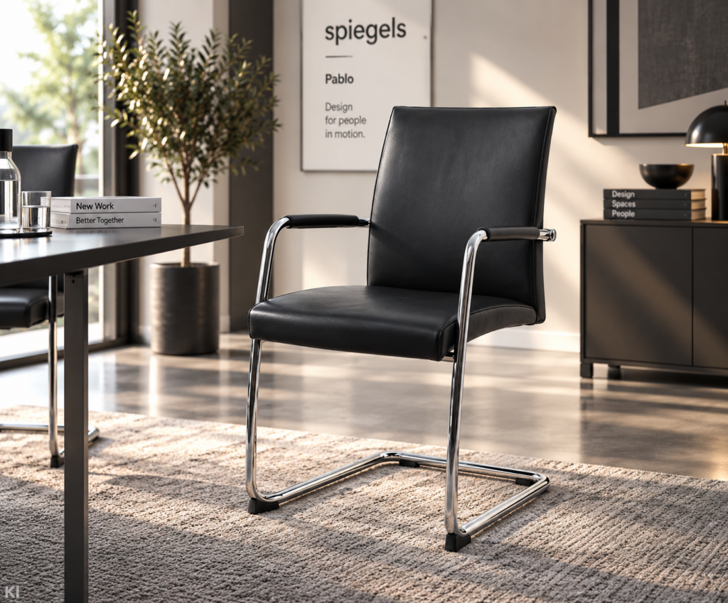Spiegels Pablo Freischwinger Leder / schwarz