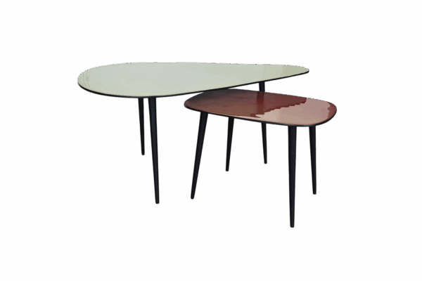 Couchtisch La Costa (2/Set) / blassgrün / rotbraun / schwarz