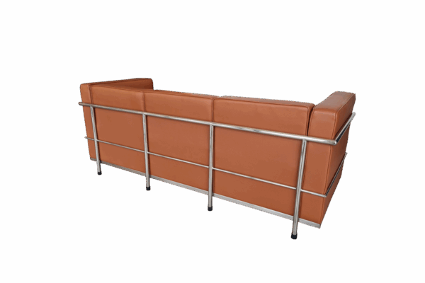 3-er Sofa Leder / rotbraun – Bild 2