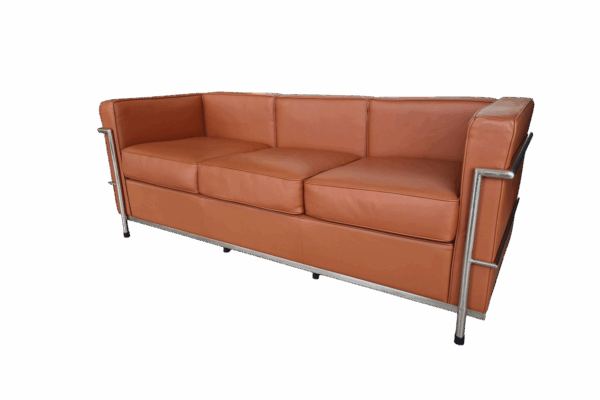 3-er Sofa Leder / rotbraun