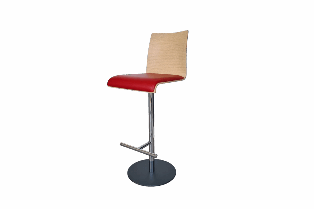 Barhocker Holz / Leder / Rot