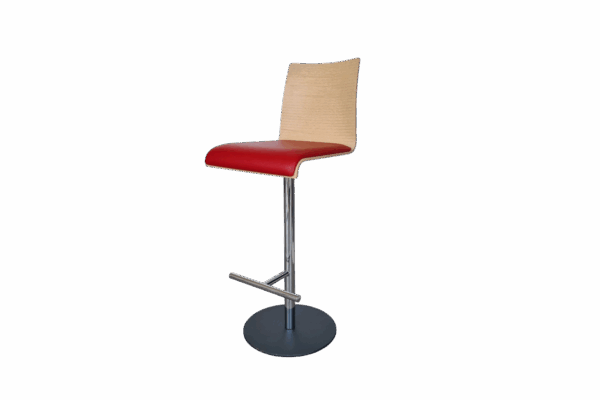 Barhocker Holz / Leder / Rot