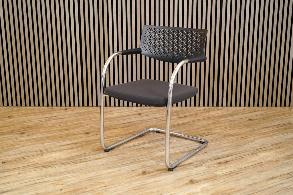 Vitra VisaVis Freischwinger Stoff / Grau / Schwarz