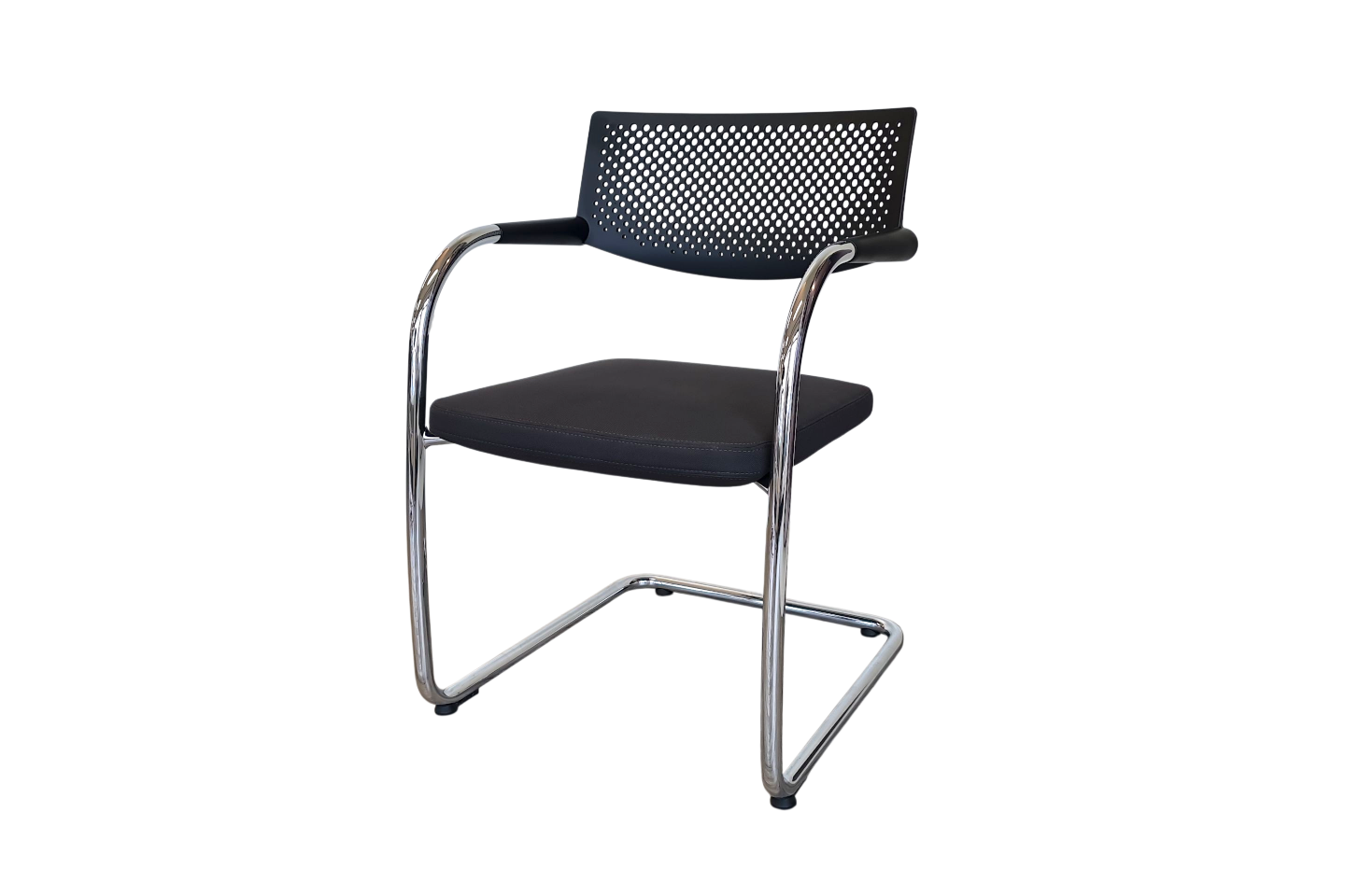 Vitra VisaVis Freischwinger Stoff / Grau / Schwarz – Bild 2
