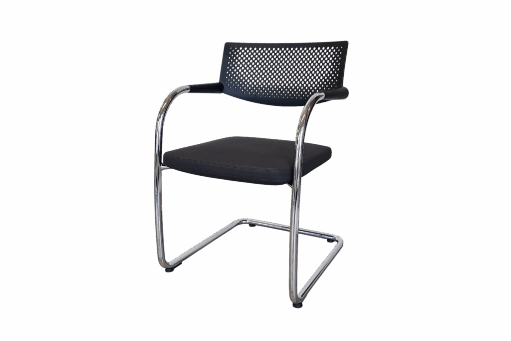 Vitra VisaVis Freischwinger Stoff / Grau / Schwarz