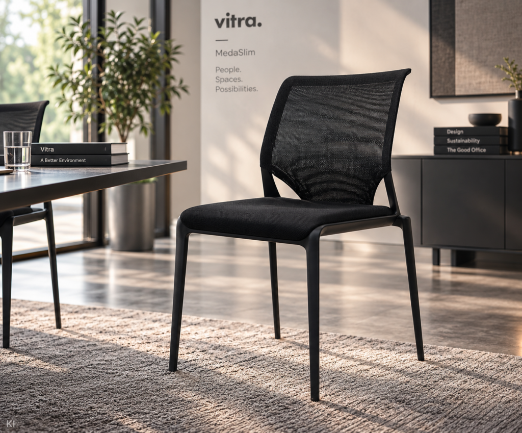 Vitra MedaSlim Besucherstuhl Stoff / Netz / schwarz