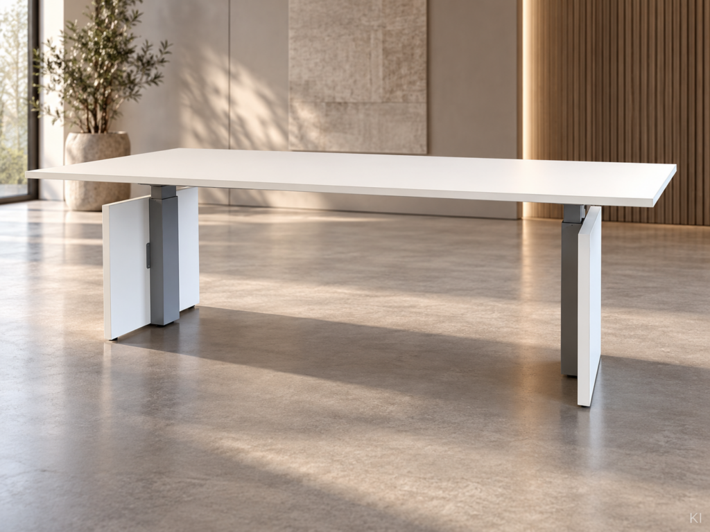 Konferenztisch elektr. höhenverstellbar / Weiß 240 x 100cm