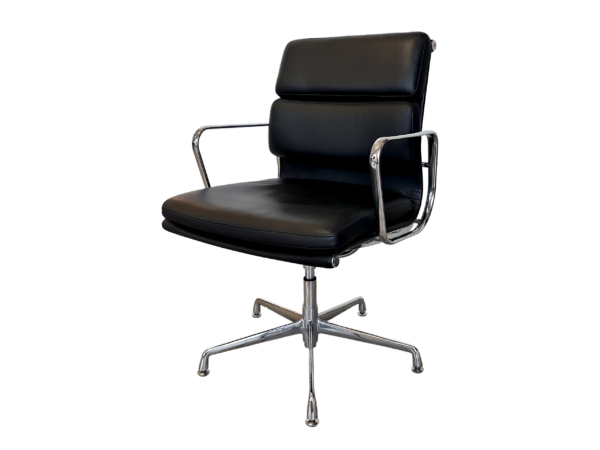 Besucherstuhl Leder / Schwarz