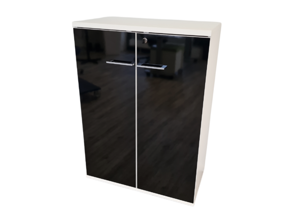 Sideboard / 3 OH / weiß / schwarz