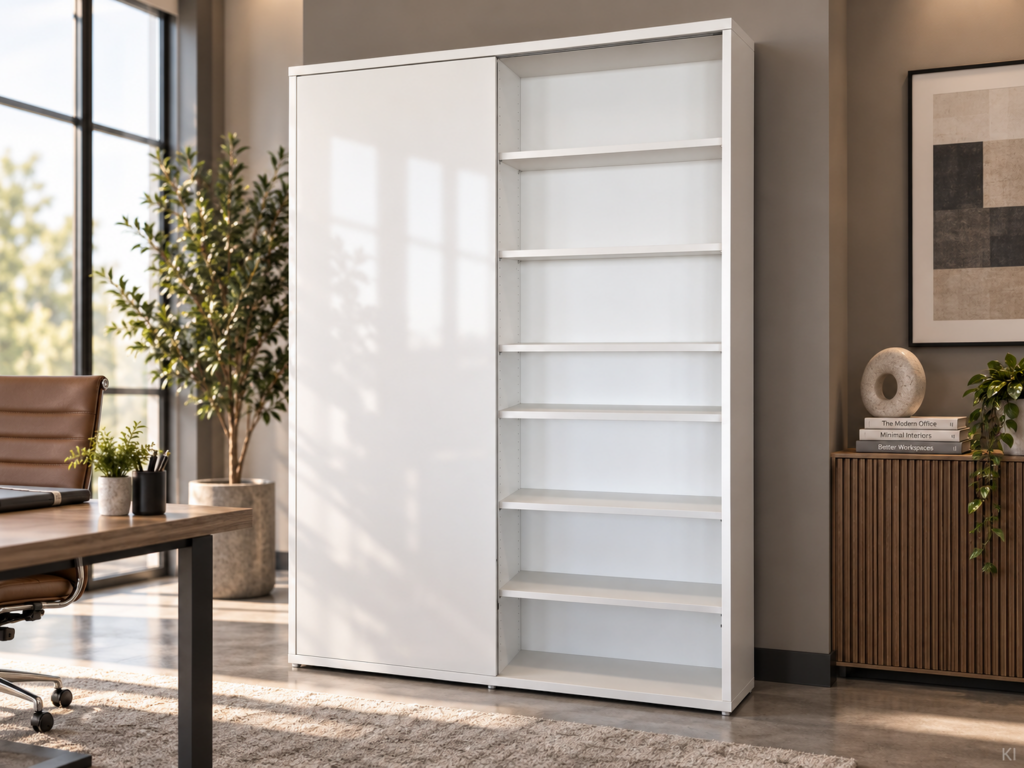 Aktenschrank mit Schiebetür / 6 OH / weiß