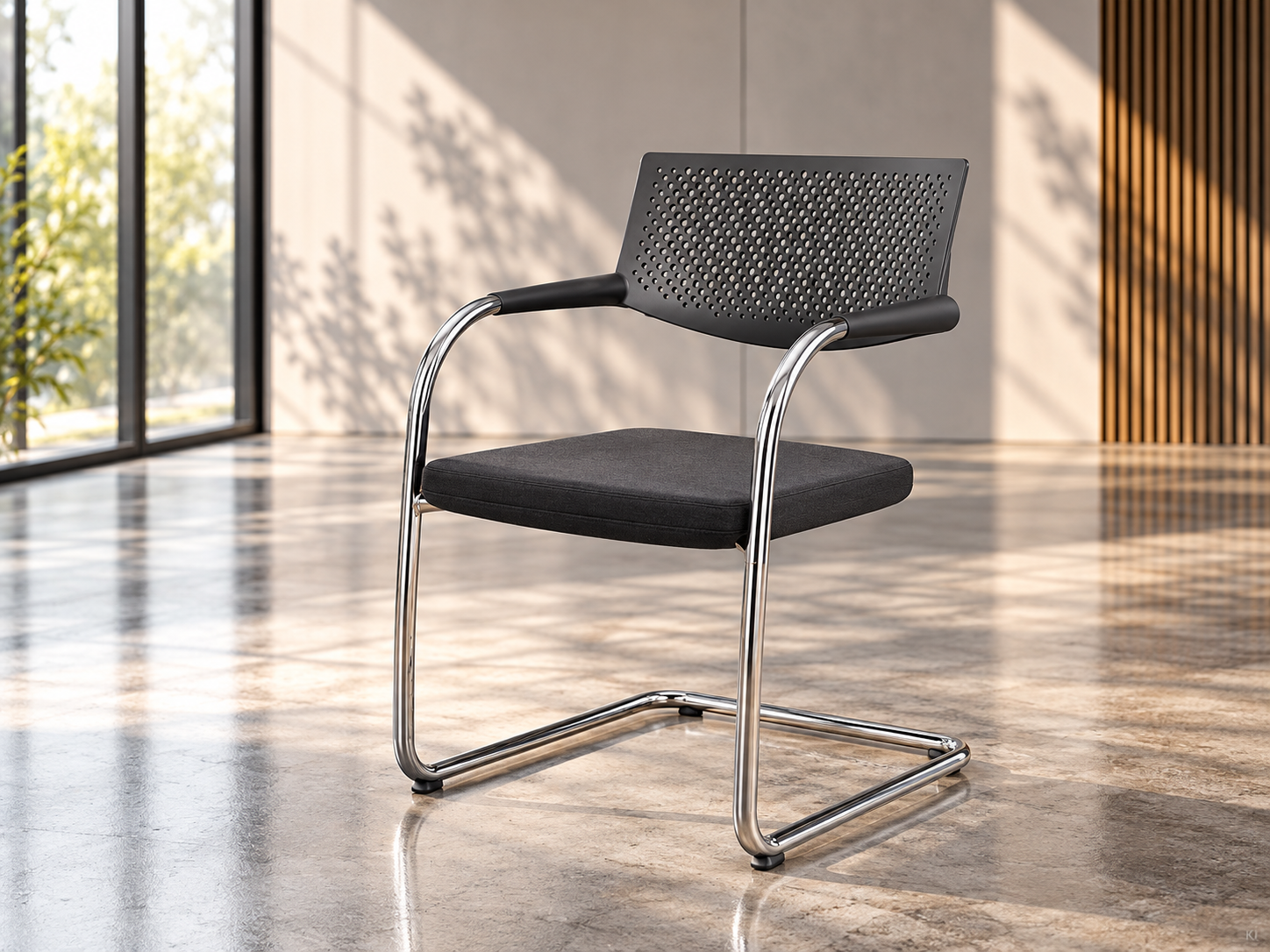 Vitra VisaVis Freischwinger Stoff / Grau / Schwarz