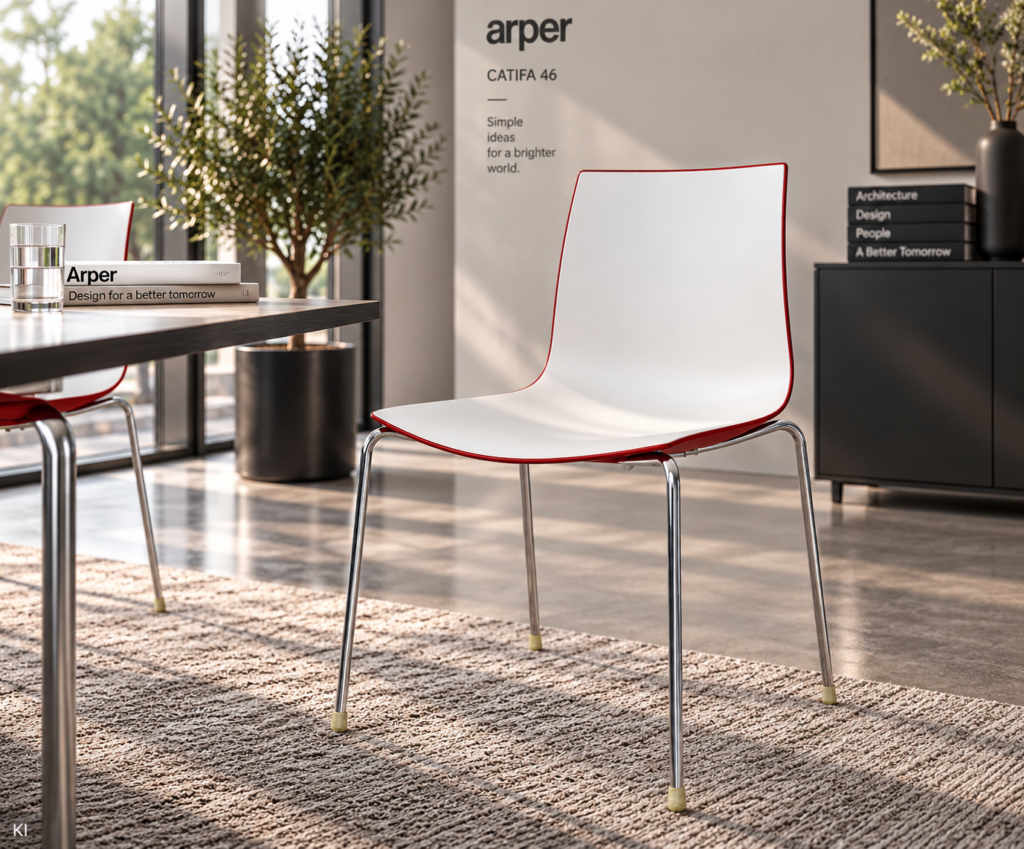 Arper CATIFA 46 Besucherstuhl rot / weiß