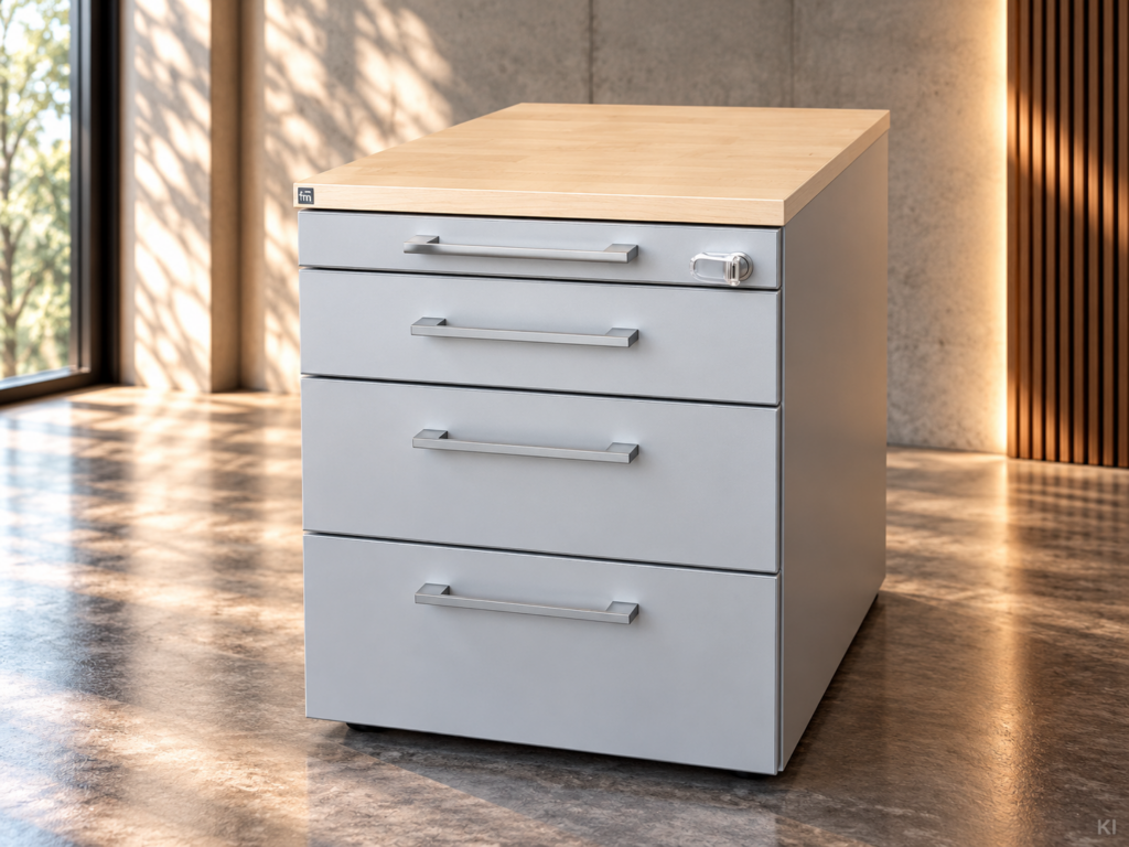 fm Büromöbel Rollcontainer / Braun / Silbergrau