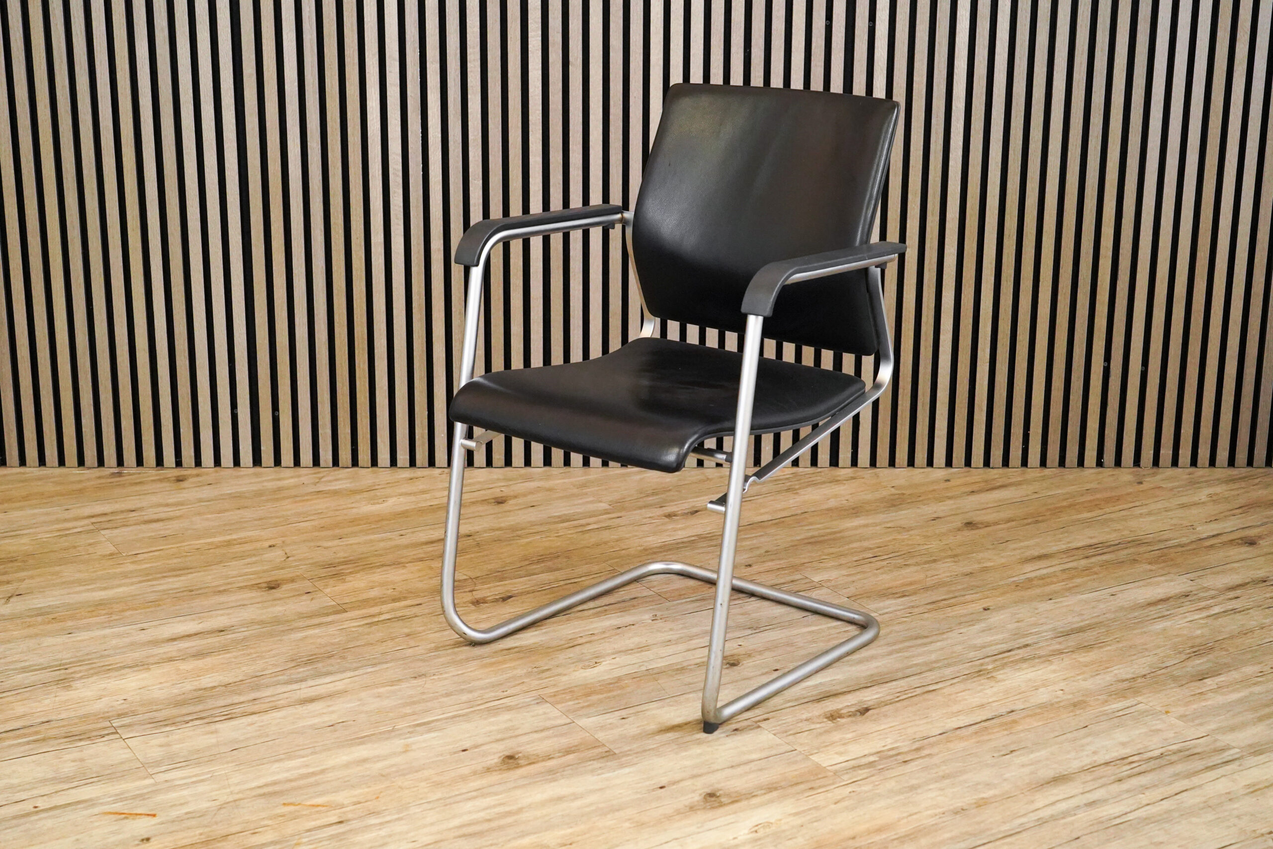 Wilkhahn Sito 247/55 Freischwinger / Leder / Schwarz – Bild 3