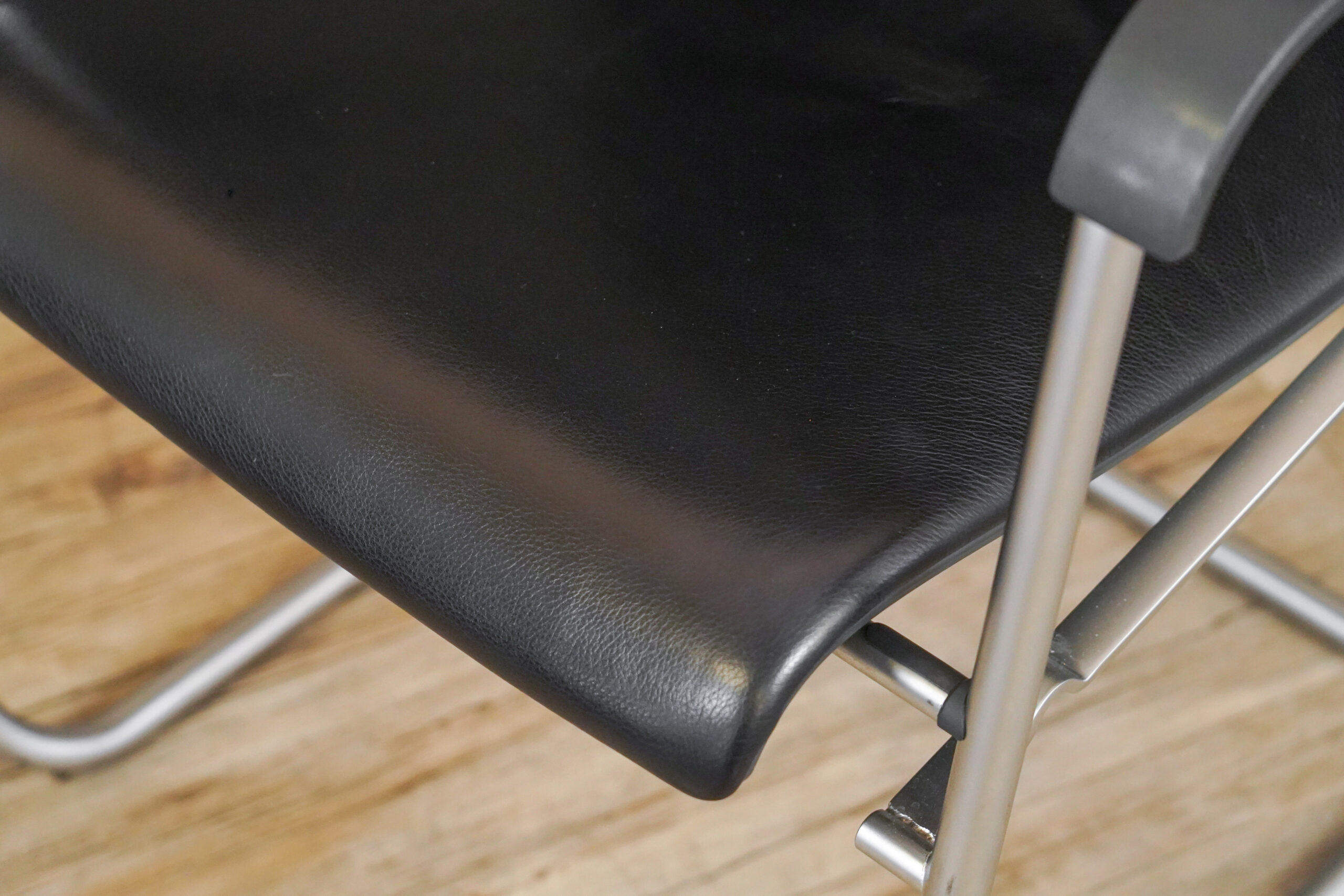 Wilkhahn Sito 247/55 Freischwinger / Leder / Schwarz – Bild 4
