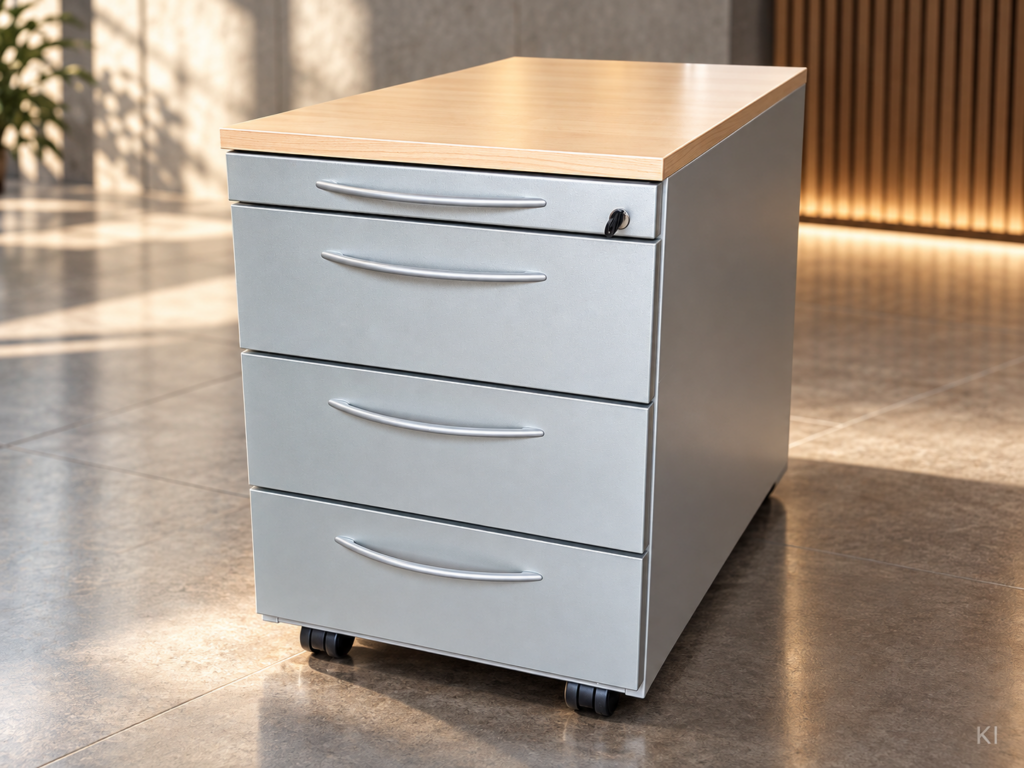 König & Neurath Rollcontainer / Braun / Silbergrau