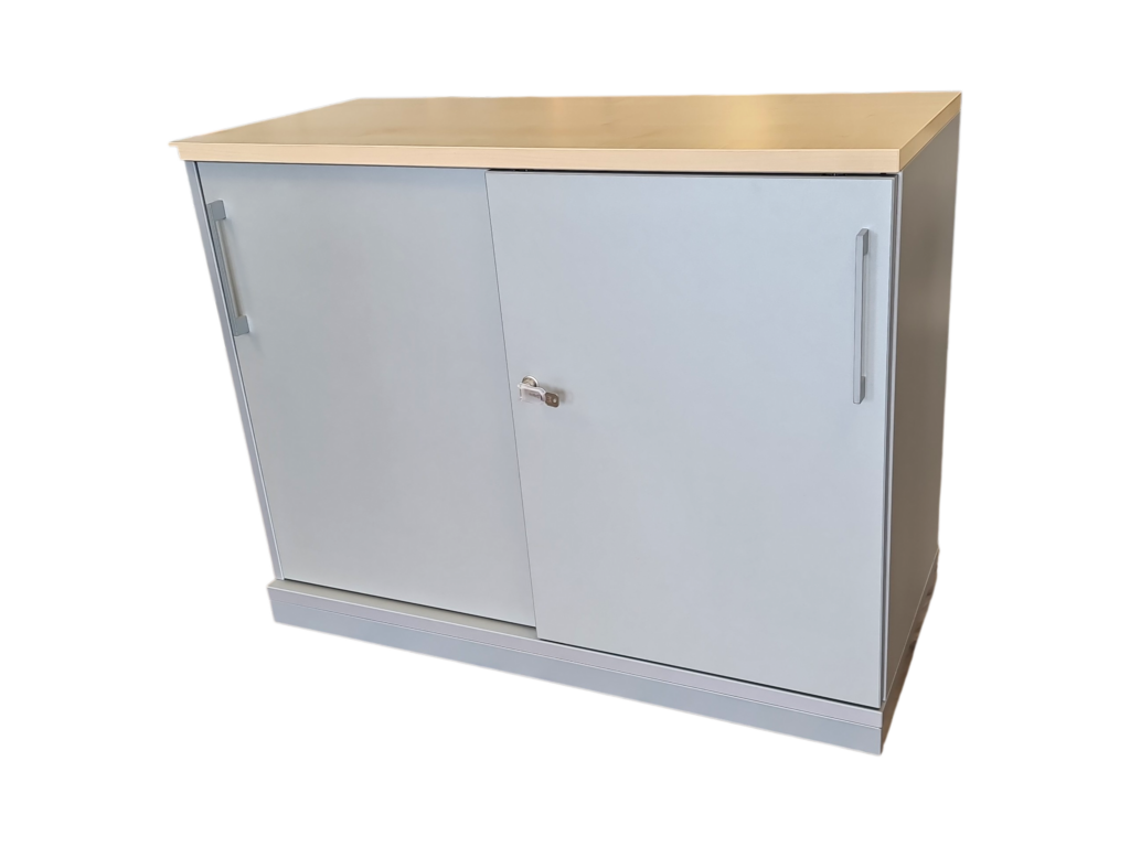 fm Büromöbel Sideboard 2 OH 100cm breit / Silbergrau