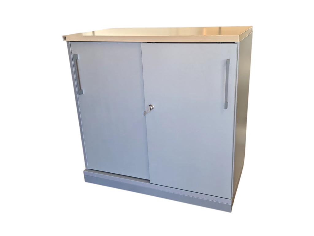 fm Büromöbel Sideboard 2 OH 80cm breit / Silbergrau