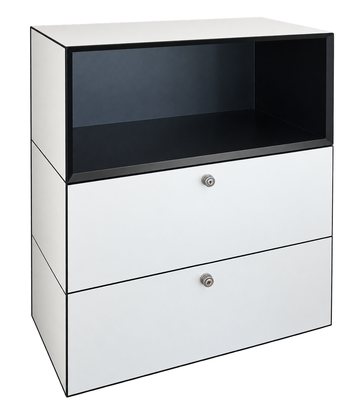 Dobergo Sideboard Cubico Kunstharz / Weiß / Schwarz