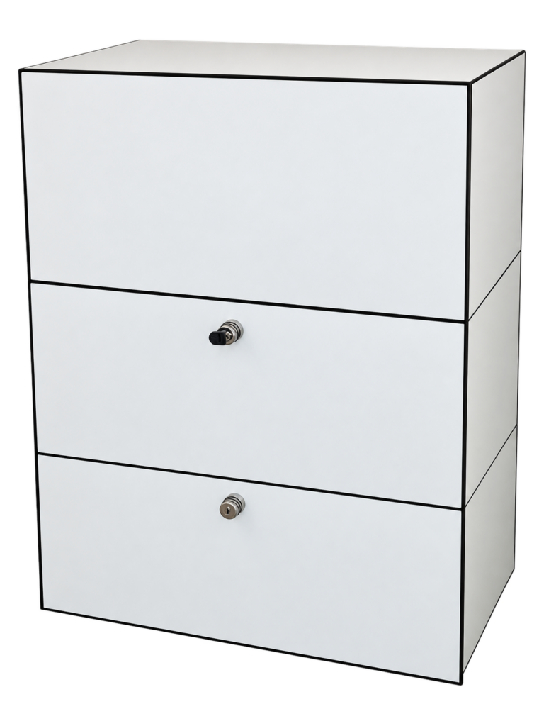 Dobergo Sideboard Cubico Kunstharz / Weiß / Schwarz (Fach oben/hinten)