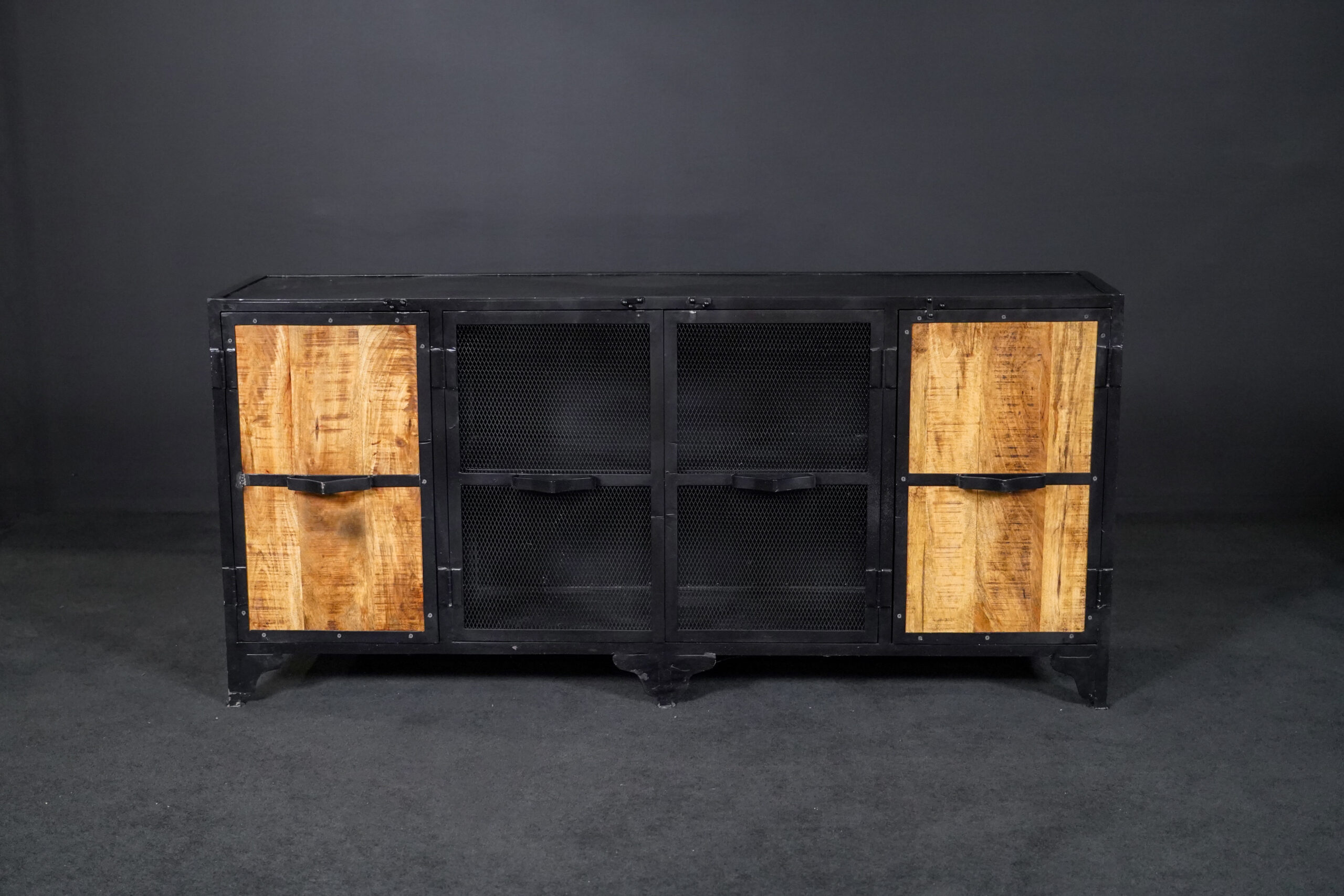 Sideboard aus Metall mit Holztüren – Bild 2