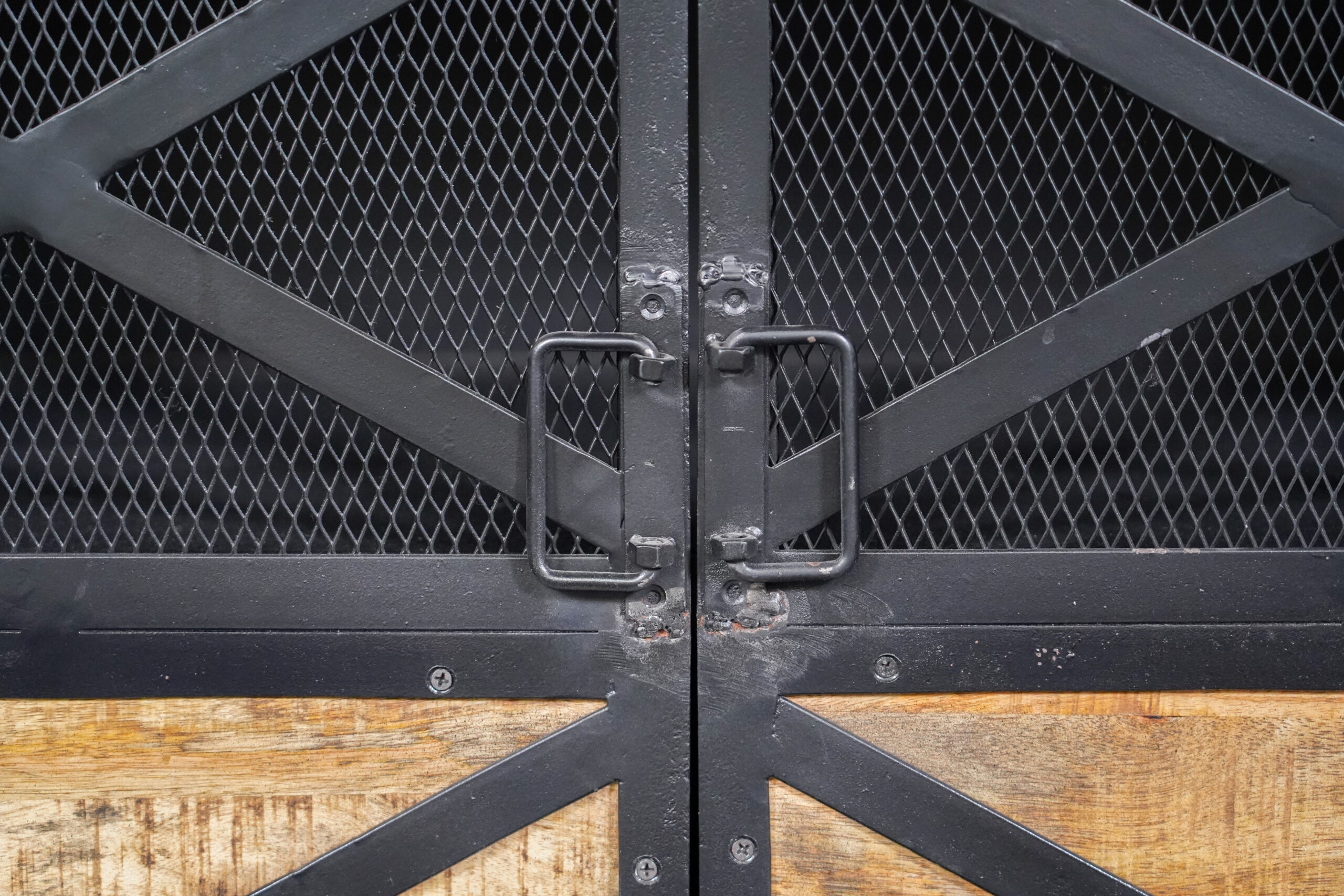 Sideboard aus Metall mit Holztüren – Bild 2