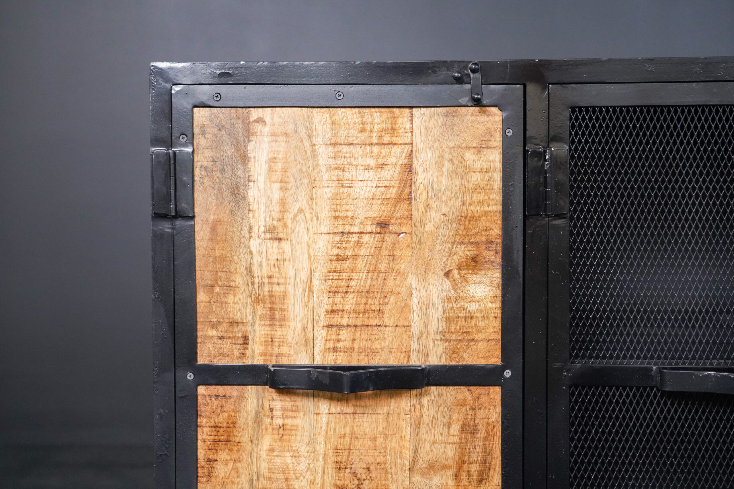 Sideboard aus Metall mit Holztüren – Bild 2
